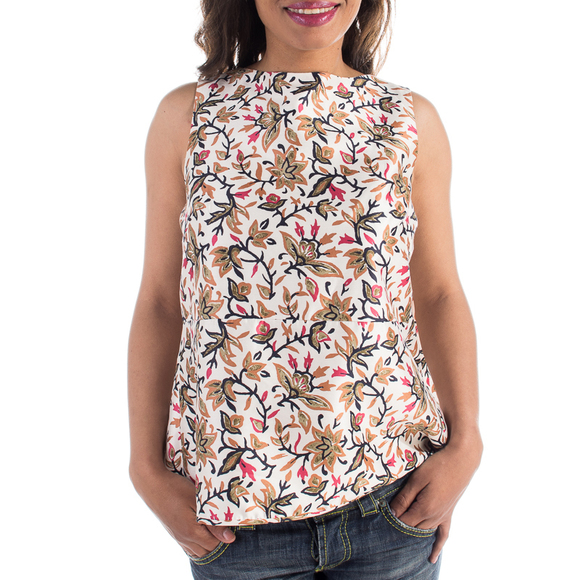 TORY BURCH IVORY & FLORAL BLOUSE | WOMENS SIZE S - Picture 2 of 5